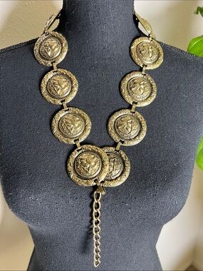 ESCADA Women’s Bronze American Eagle Anchor Stars Design Vintage Concho Belt